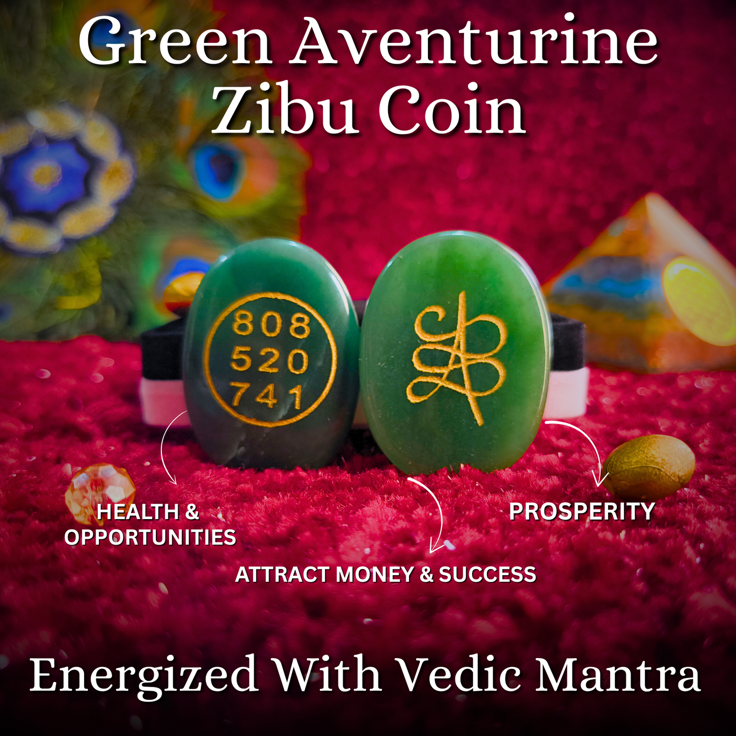 Green Aventurine Zibu Coin - Prosperity, Luck & Money