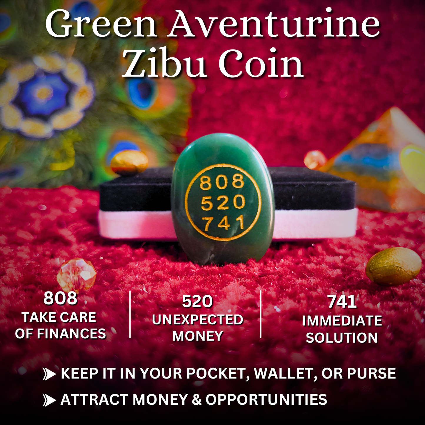 Green Aventurine Zibu Coin - Prosperity, Luck & Money