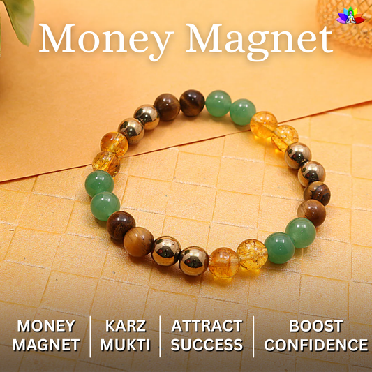 Energised Money Magnet Bracelet - Green Aventurine, Tiger Eye, Pyrite and Citrine