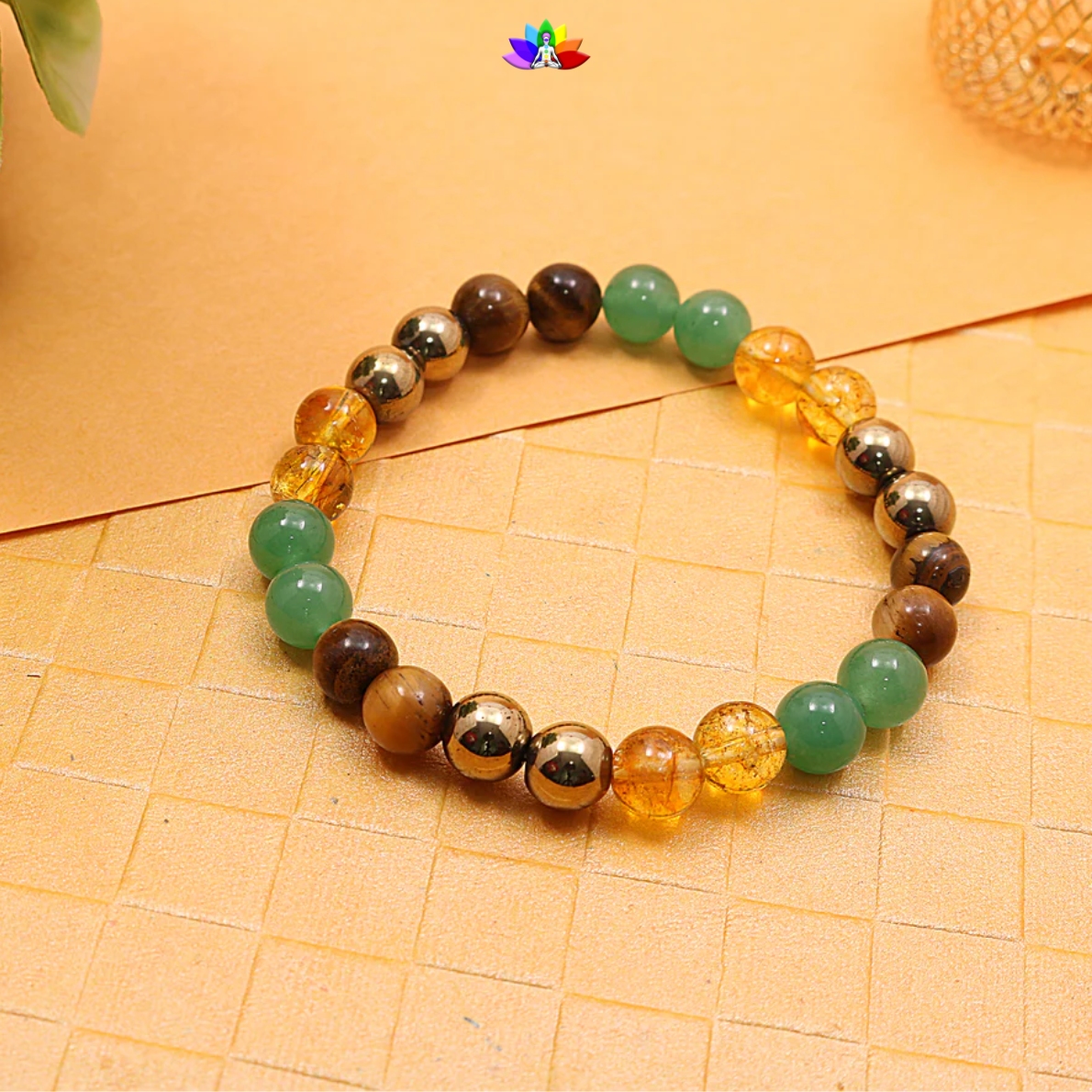 Energised Money Magnet Bracelet with Green Aventurine, Tiger Eye, Pyrite & Citrine