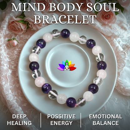 Mind Body Soul Bracelet (Rose Quartz, Clear Quartz, Amethyst)
