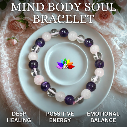 Mind Body Soul Bracelet (Rose Quartz, Clear Quartz, Amethyst)
