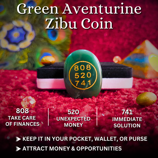 Green Aventurine Zibu Coin - Prosperity, Luck & Money
