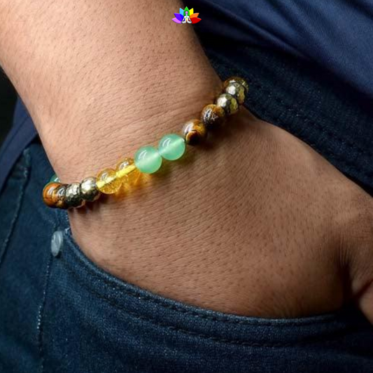 Energised Money Magnet Bracelet with Green Aventurine, Tiger Eye, Pyrite & Citrine